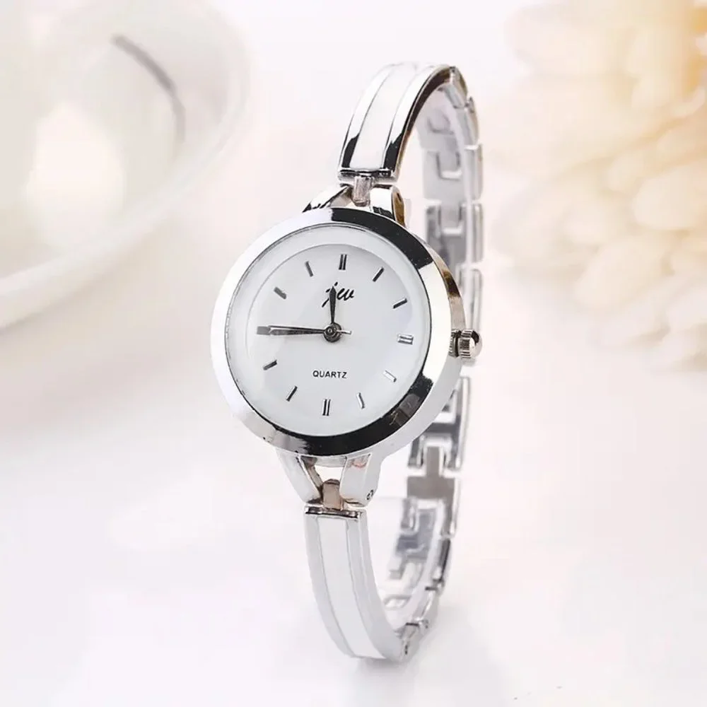 Silver Stainless Steel Women's Quartz Watch White
